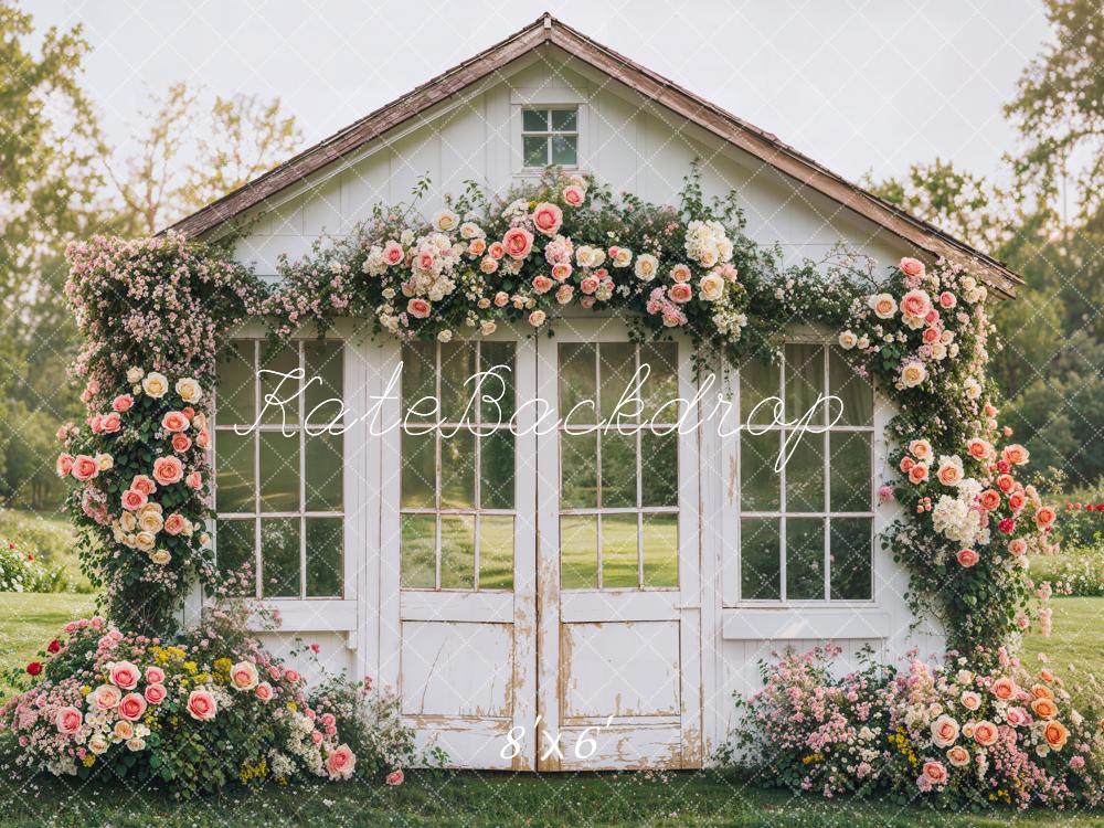 Kate Spring Flower House Rustic Garden Backdrop Designed by Emetselch -UK