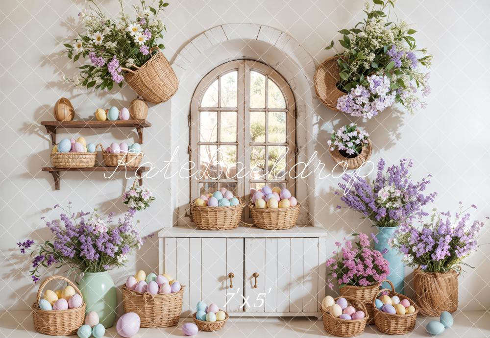 Lightning Deals Kate Easter Egg Floral Baskets Window Backdrop Designed by Emetselch -UK