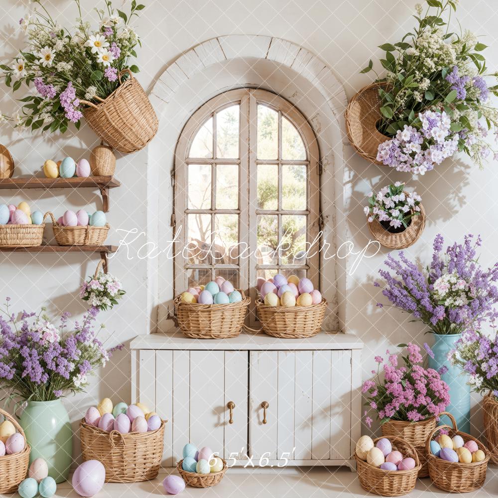 Lightning Deals Kate Easter Egg Floral Baskets Window Backdrop Designed by Emetselch -UK