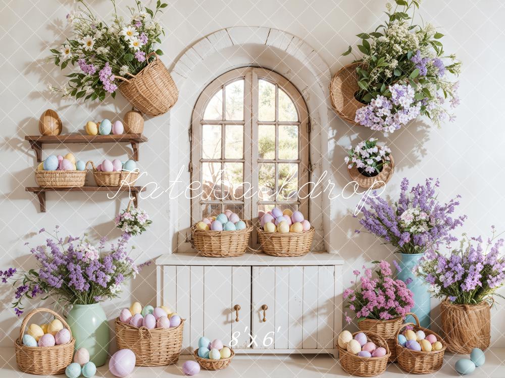 Lightning Deals Kate Easter Egg Floral Baskets Window Backdrop Designed by Emetselch -UK