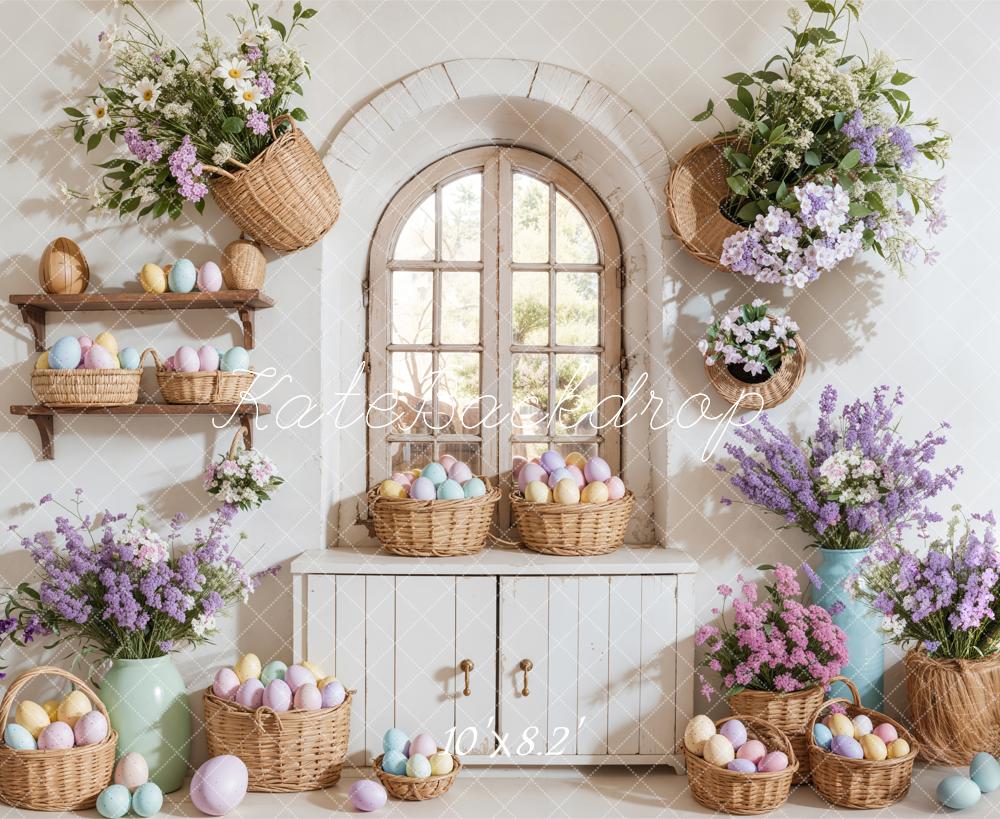 Lightning Deals Kate Easter Egg Floral Baskets Window Backdrop Designed by Emetselch -UK