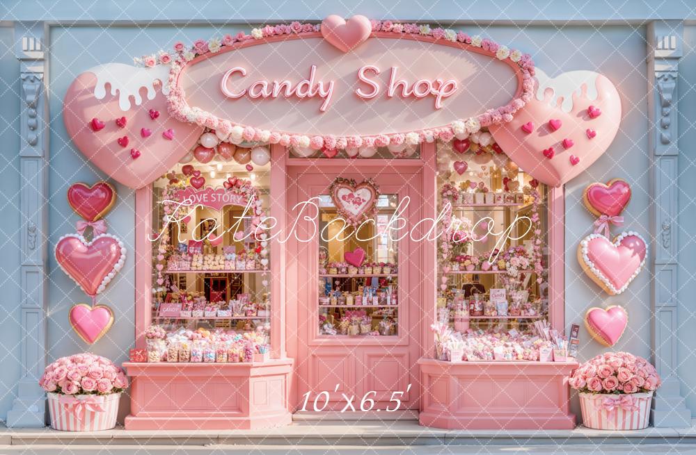 Lightning Deals Kate Valentine Candy Shop Hearts Pink Backdrop Designed by Emetselch -UK