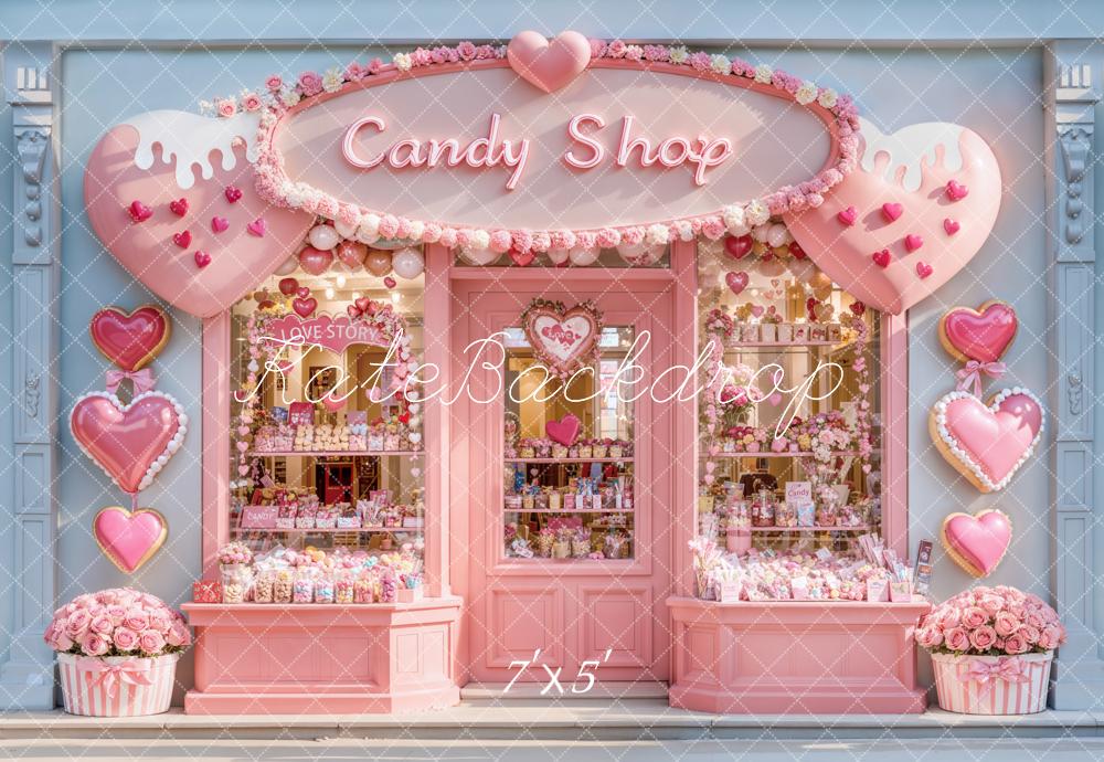 Lightning Deals Kate Valentine Candy Shop Hearts Pink Backdrop Designed by Emetselch -UK