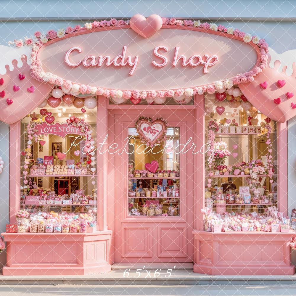 Lightning Deals Kate Valentine Candy Shop Hearts Pink Backdrop Designed by Emetselch -UK