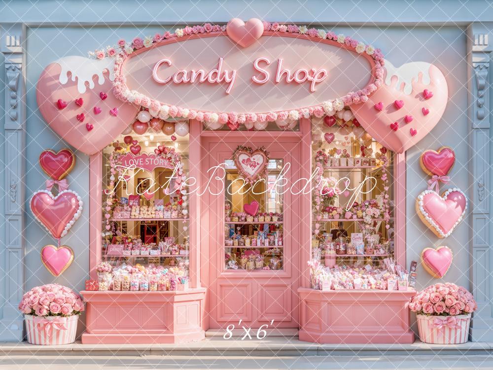 Lightning Deals Kate Valentine Candy Shop Hearts Pink Backdrop Designed by Emetselch -UK