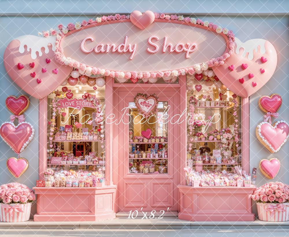 Lightning Deals Kate Valentine Candy Shop Hearts Pink Backdrop Designed by Emetselch -UK