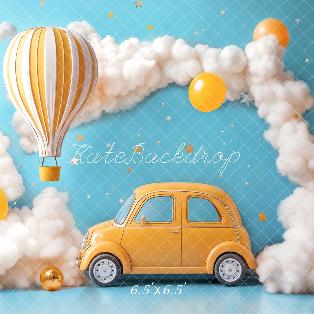 Kate Cake Smash Hot Air Balloon Car Clouds Backdrop Designed by Emetselch