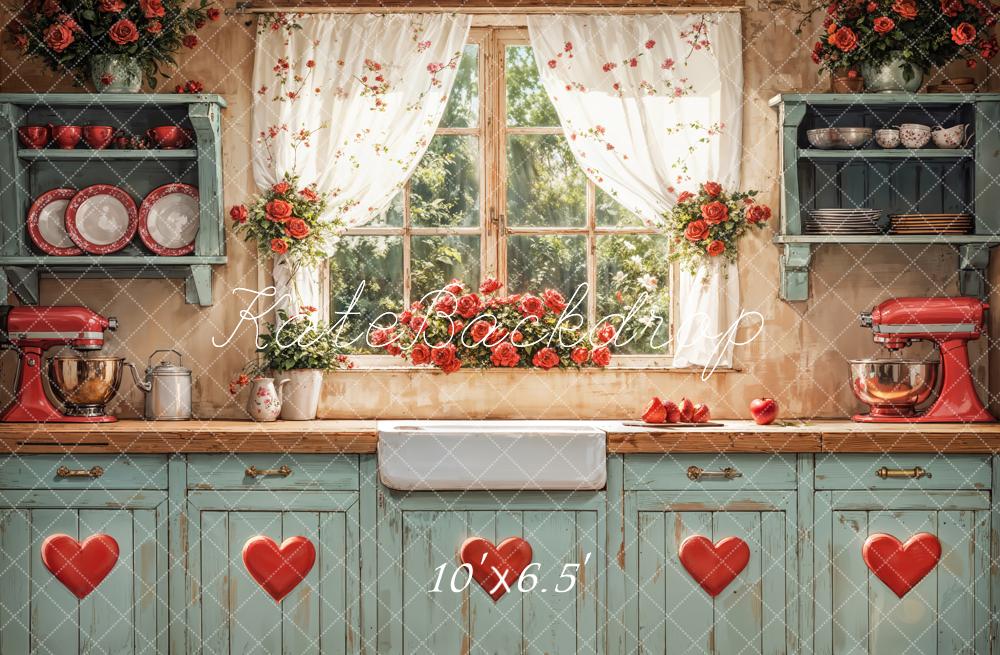 Lightning Deals Kate Valentine Rustic Kitchen Window Backdrop Designed by GQ -UK