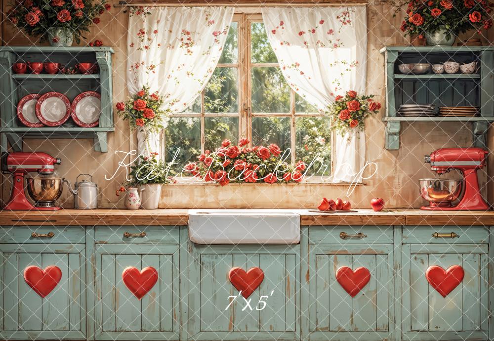 Lightning Deals Kate Valentine Rustic Kitchen Window Backdrop Designed by GQ -UK