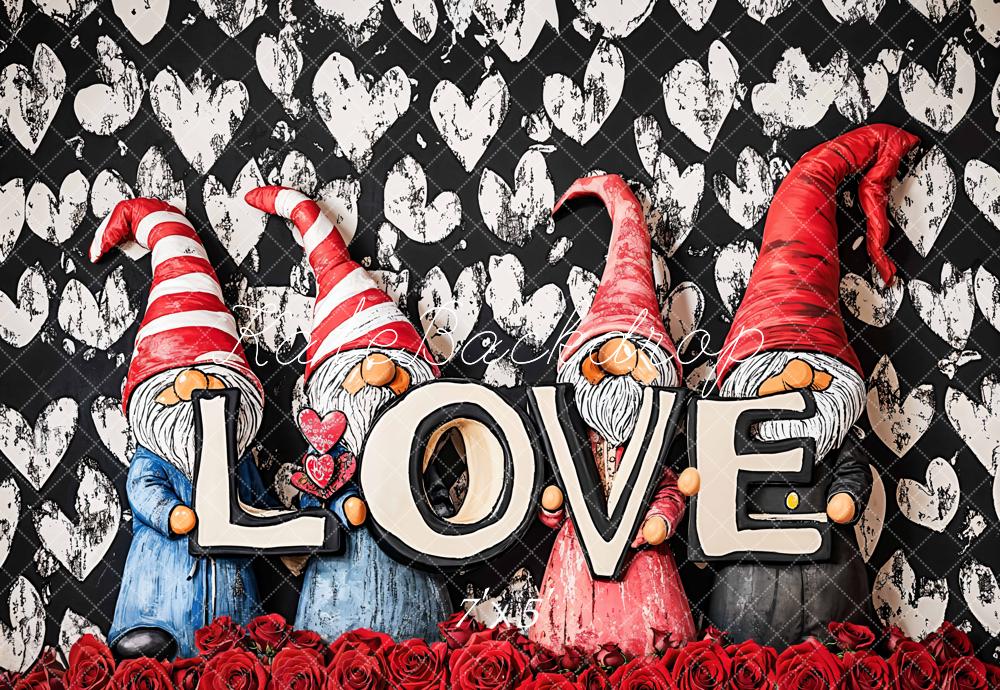 Lightning Deals Kate Valentine Gnomes Love Roses Backdrop Designed by Emetselch -UK