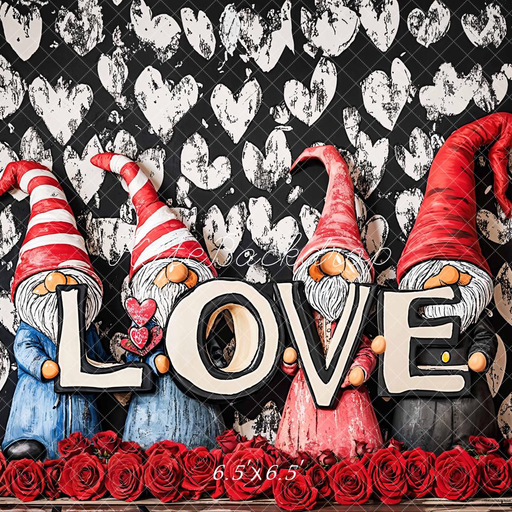 Lightning Deals Kate Valentine Gnomes Love Roses Backdrop Designed by Emetselch -UK