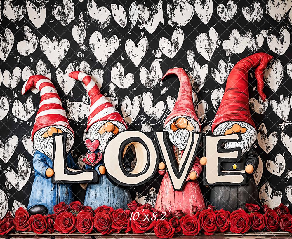 Lightning Deals Kate Valentine Gnomes Love Roses Backdrop Designed by Emetselch -UK