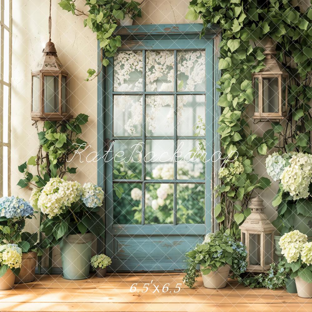 On Sale Kate Spring Floral Window Door Hydrangeas Backdrop Designed by Emetselch -UK