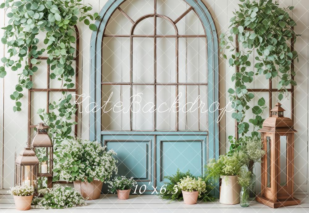 Lightning Deals Kate Spring Blue Door Greenery Backdrop Designed by Emetselch -UK