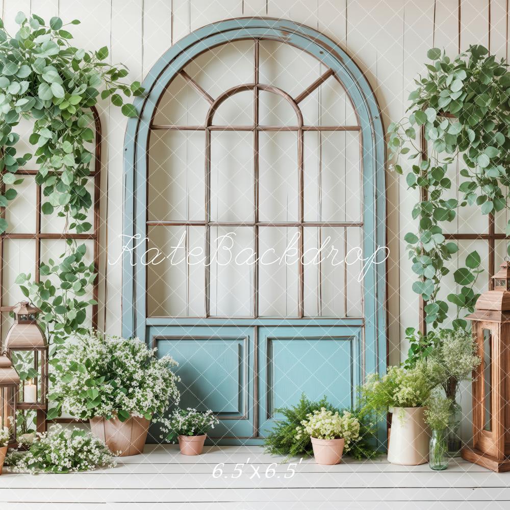 Lightning Deals Kate Spring Blue Door Greenery Backdrop Designed by Emetselch -UK