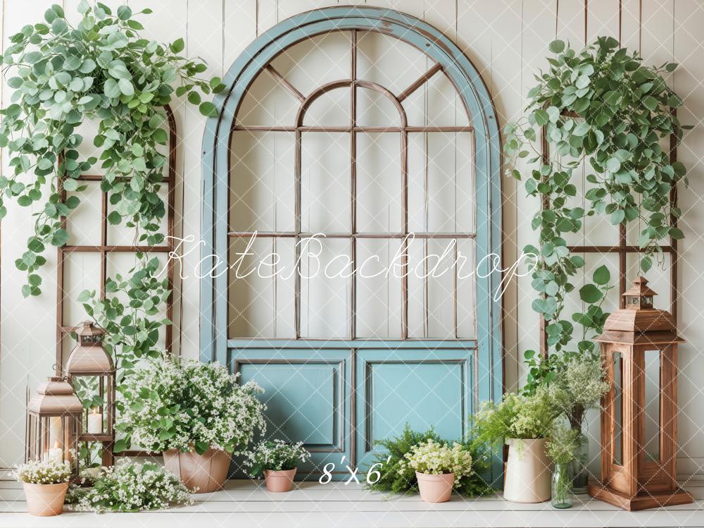 Lightning Deals Kate Spring Blue Door Greenery Backdrop Designed by Emetselch -UK