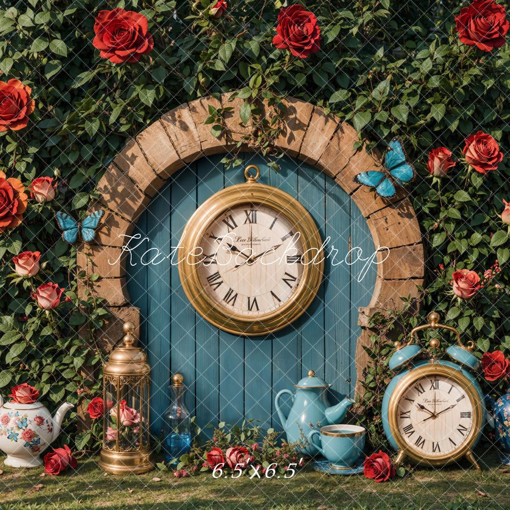 Kate Valentine Vintage Clock Garden Backdrop Designed by Emetselch -UK