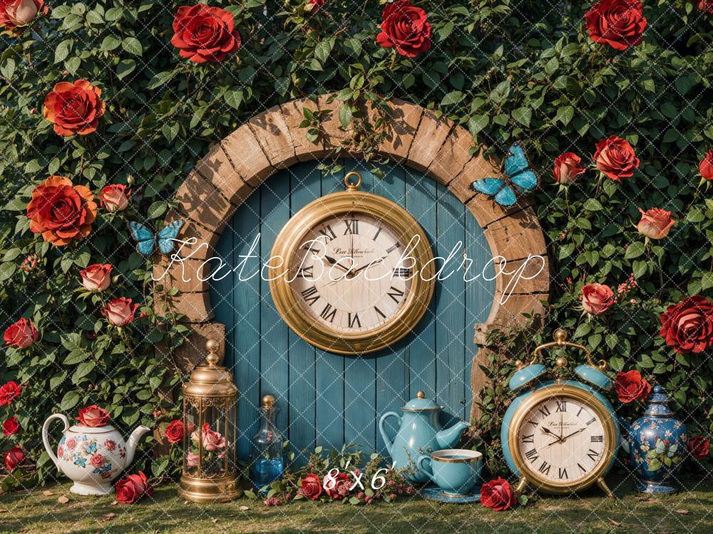 Kate Valentine Vintage Clock Garden Backdrop Designed by Emetselch -UK