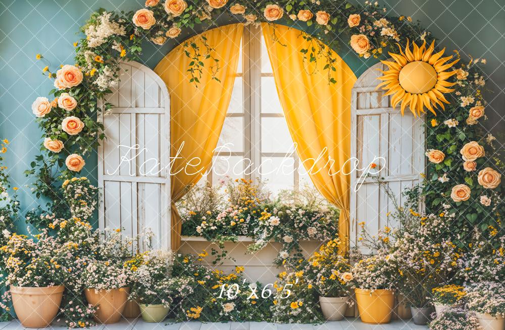 Lightning Deals Kate Spring Floral Arch Sunflower Window Backdrop Designed by Emetselch -UK