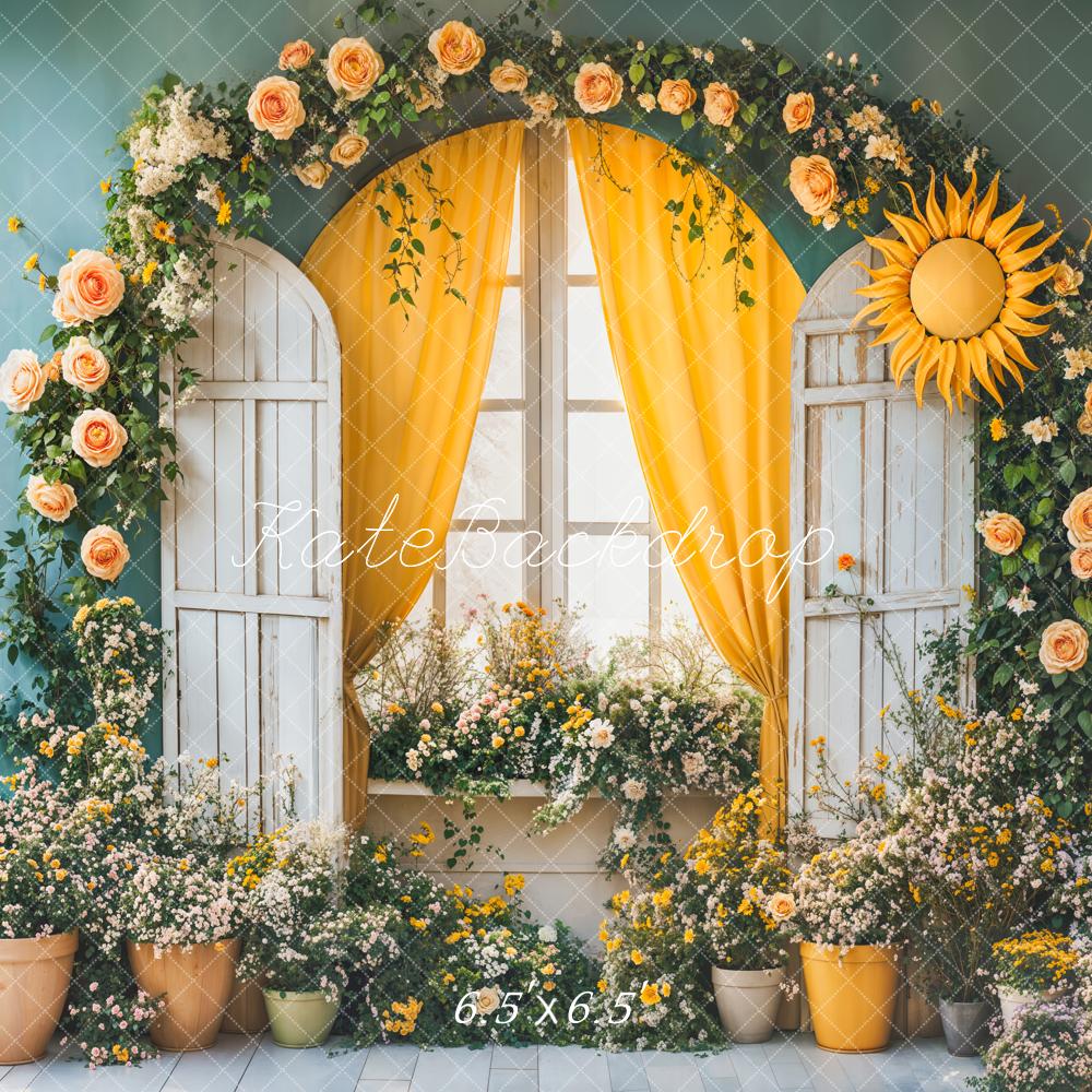 Lightning Deals Kate Spring Floral Arch Sunflower Window Backdrop Designed by Emetselch -UK