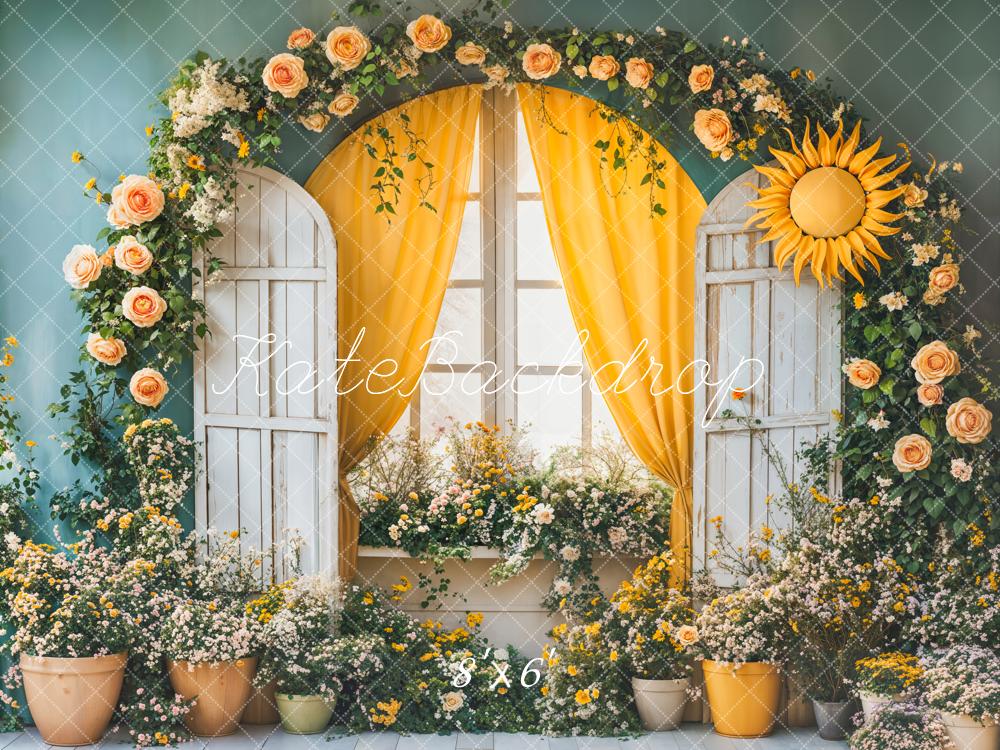 Lightning Deals Kate Spring Floral Arch Sunflower Window Backdrop Designed by Emetselch -UK