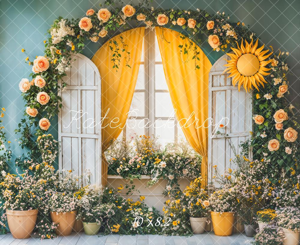 Lightning Deals Kate Spring Floral Arch Sunflower Window Backdrop Designed by Emetselch -UK