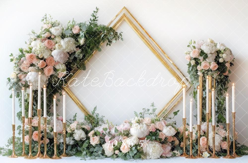 Kate Spring Wedding Floral Frame Candle Backdrop Designed by Mini MakeBelieve -UK