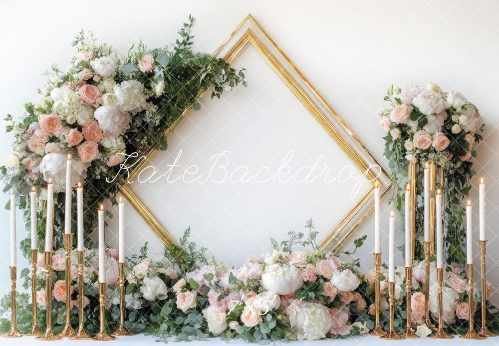 Kate Spring Wedding Floral Frame Candle Backdrop Designed by Mini MakeBelieve -UK