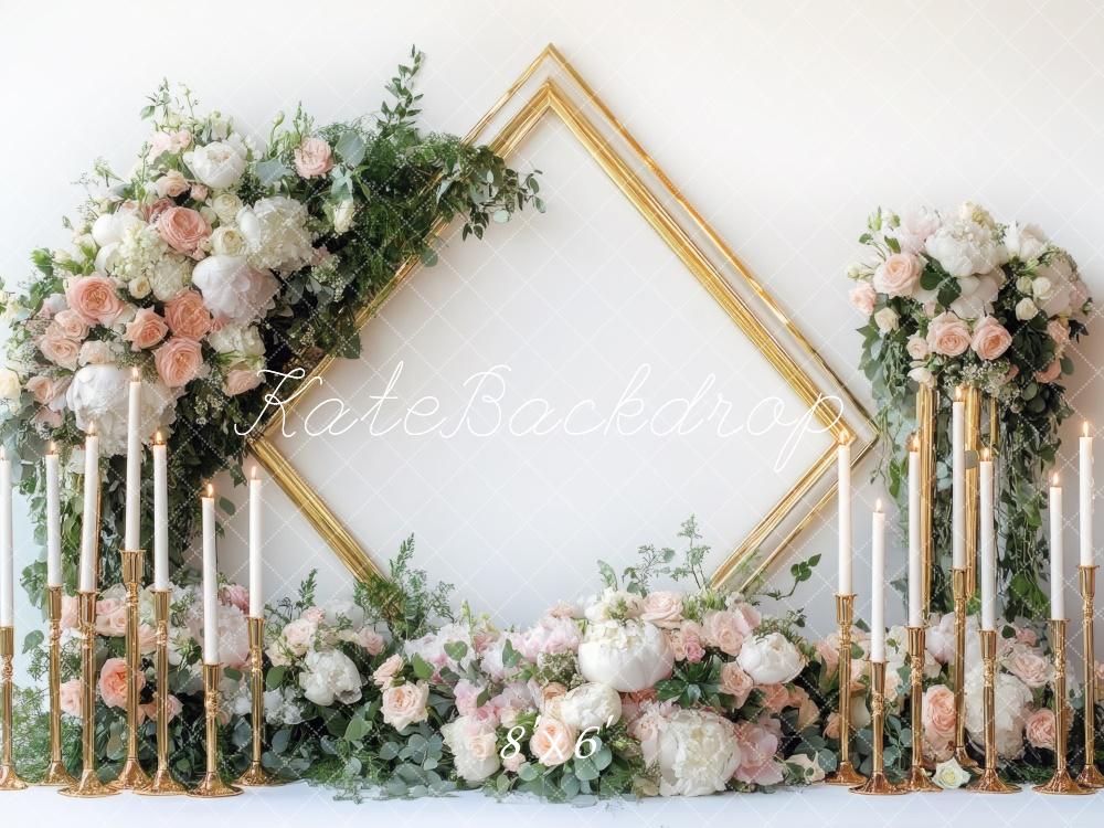 Kate Spring Wedding Floral Frame Candle Backdrop Designed by Mini MakeBelieve -UK