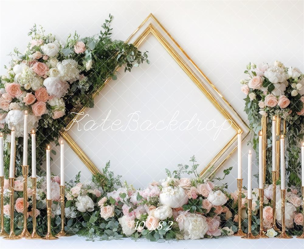 Kate Spring Wedding Floral Frame Candle Backdrop Designed by Mini MakeBelieve -UK