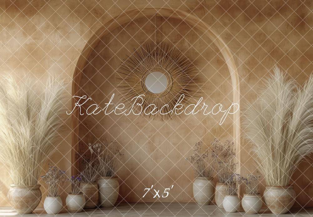 Kate Boho Arch Dried Pampas Wall Backdrop Designed by Mini MakeBelieve -UK