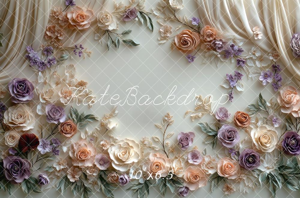 Kate Spring Floral Pastel Curtain Wall Backdrop Designed by Mini MakeBelieve -UK