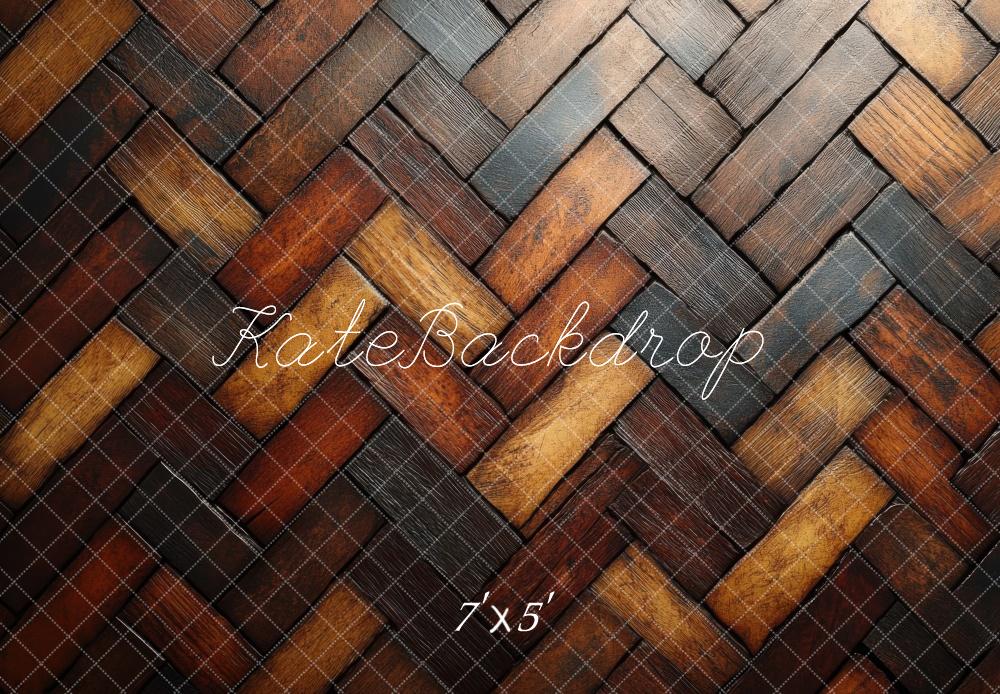 Kate Rustic Herringbone Wood Floor Backdrop Designed by Mini MakeBelieve -UK