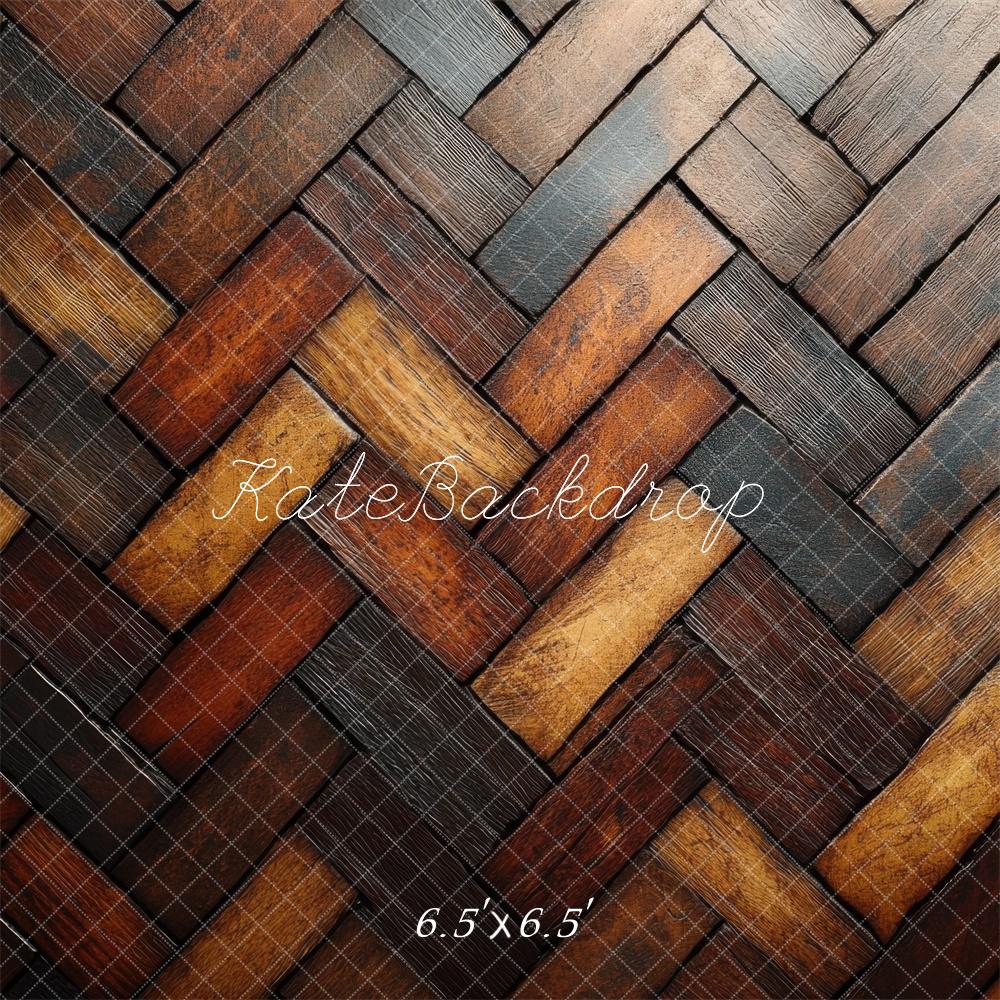 Kate Rustic Herringbone Wood Floor Backdrop Designed by Mini MakeBelieve -UK