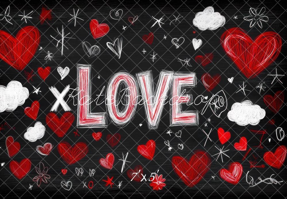 Kate Valentine Love Hearts Chalkboard Backdrop Designed by Mini MakeBelieve -UK