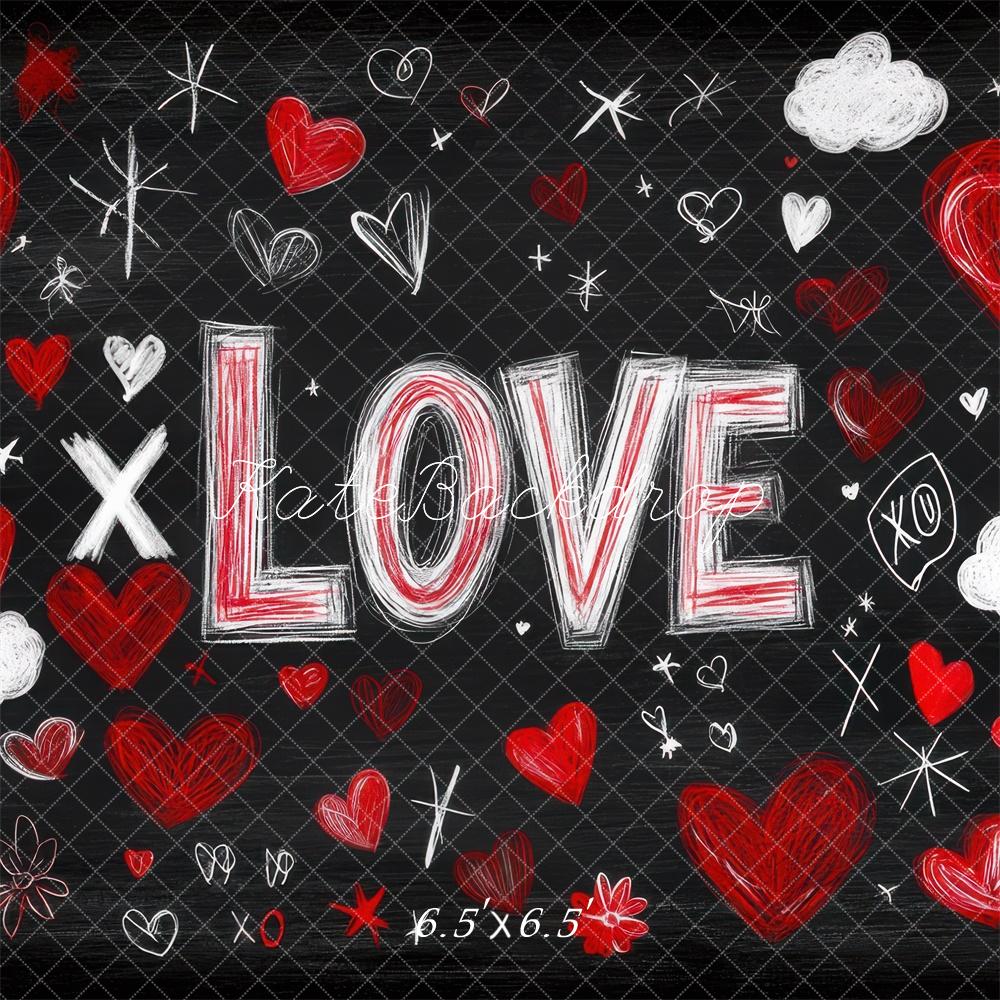 Kate Valentine Love Hearts Chalkboard Backdrop Designed by Mini MakeBelieve -UK