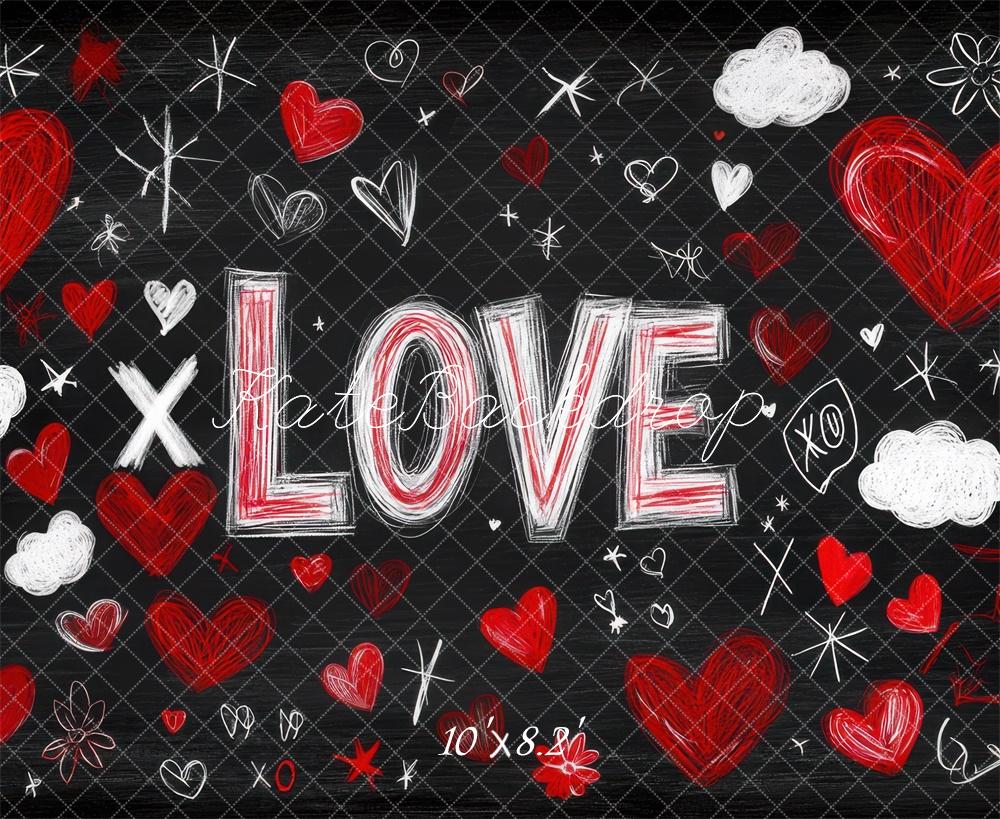 Kate Valentine Love Hearts Chalkboard Backdrop Designed by Mini MakeBelieve -UK