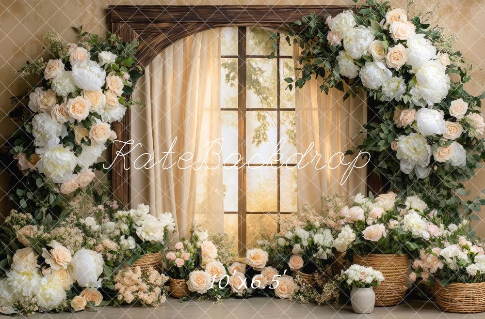 Kate Spring Flower Arch Window Warm Backdrop Designed by Mini MakeBelieve -UK