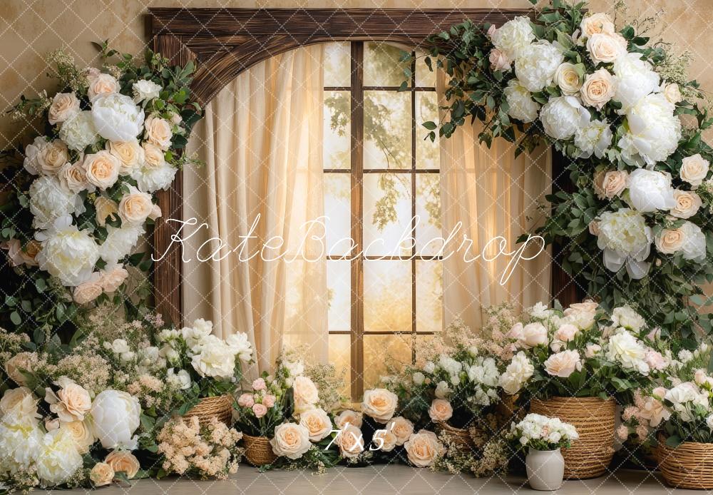 Kate Spring Flower Arch Window Warm Backdrop Designed by Mini MakeBelieve -UK