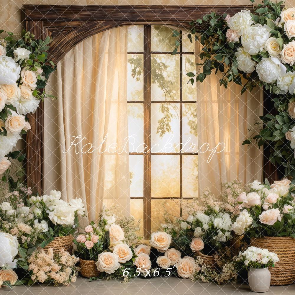 Kate Spring Flower Arch Window Warm Backdrop Designed by Mini MakeBelieve -UK