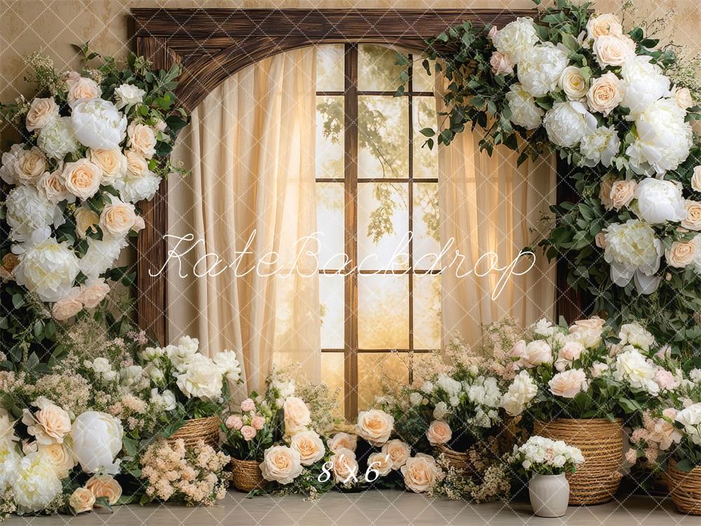 Kate Spring Flower Arch Window Warm Backdrop Designed by Mini MakeBelieve -UK