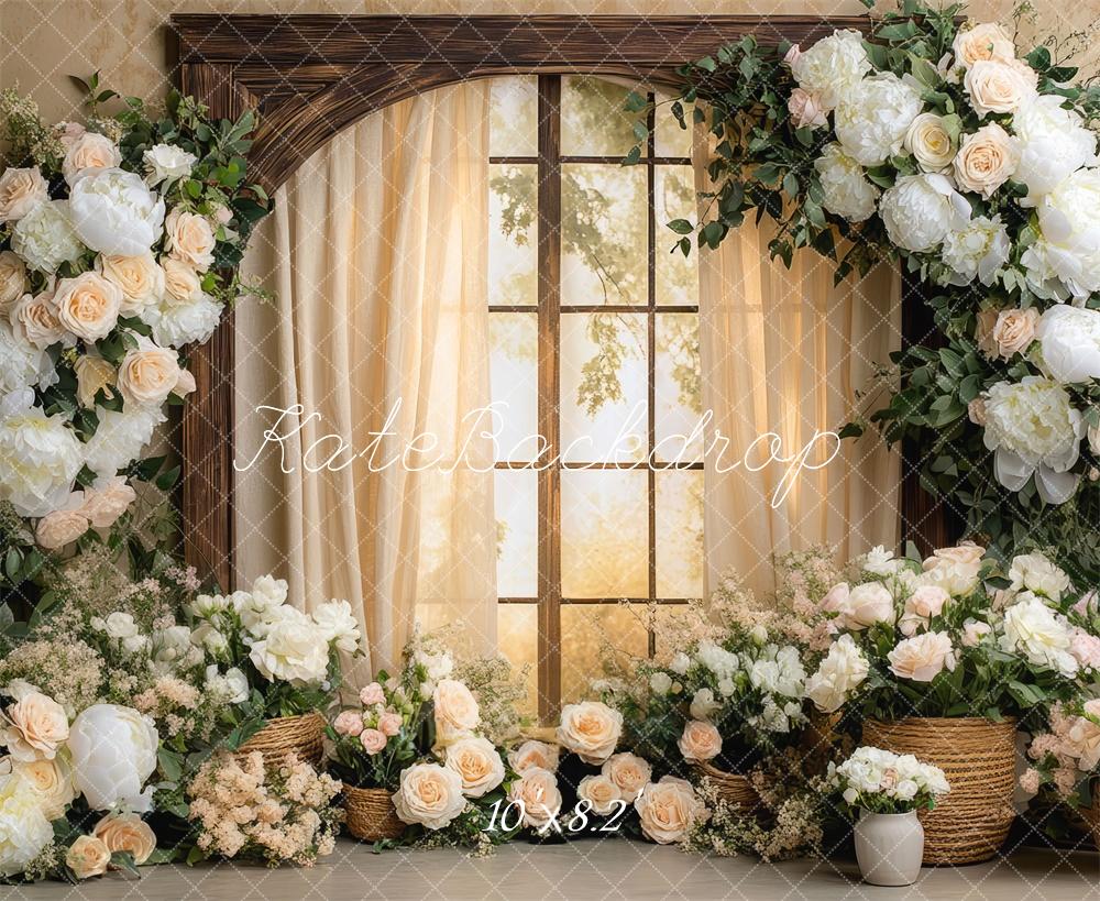 Kate Spring Flower Arch Window Warm Backdrop Designed by Mini MakeBelieve -UK