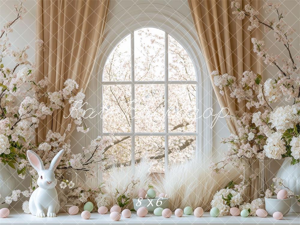 Kate Easter Bunny Floral Arched Window Backdrop Designed by Mini MakeBelieve -UK