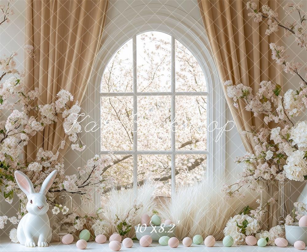 Kate Easter Bunny Floral Arched Window Backdrop Designed by Mini MakeBelieve -UK