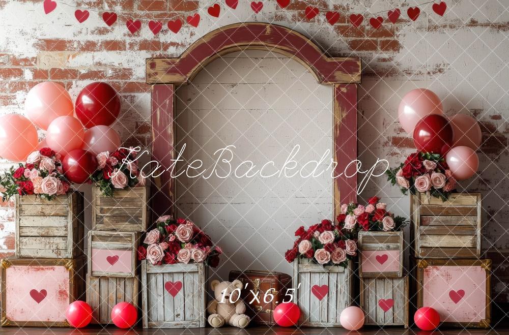 Kate Valentine Balloon Vintage Teddy Bears Backdrop Designed by Mini MakeBelieve -UK