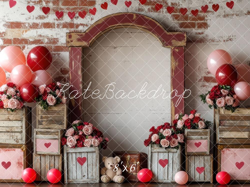 Kate Valentine Balloon Vintage Teddy Bears Backdrop Designed by Mini MakeBelieve -UK