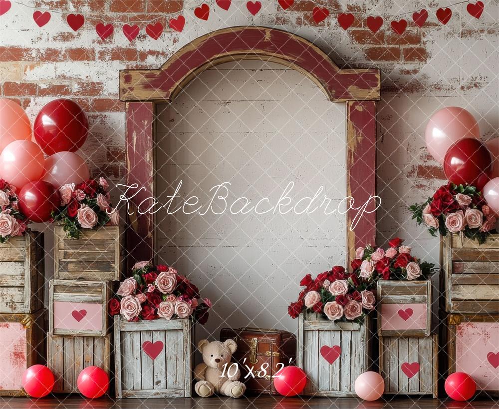 Kate Valentine Balloon Vintage Teddy Bears Backdrop Designed by Mini MakeBelieve -UK