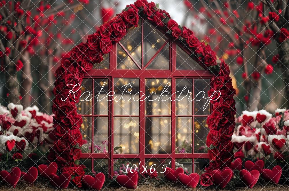 Kate Valentine Rose Greenhouse Hearts Backdrop Designed by Mini MakeBelieve -UK