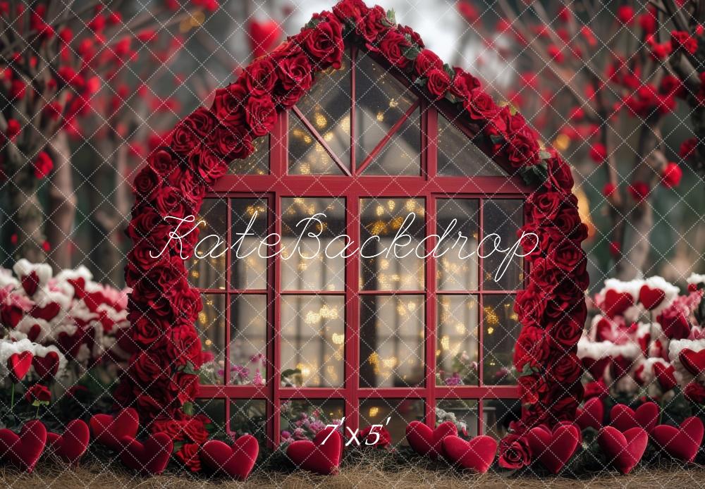 Kate Valentine Rose Greenhouse Hearts Backdrop Designed by Mini MakeBelieve -UK