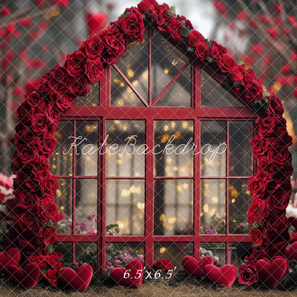 Kate Valentine Rose Greenhouse Hearts Backdrop Designed by Mini MakeBelieve -UK